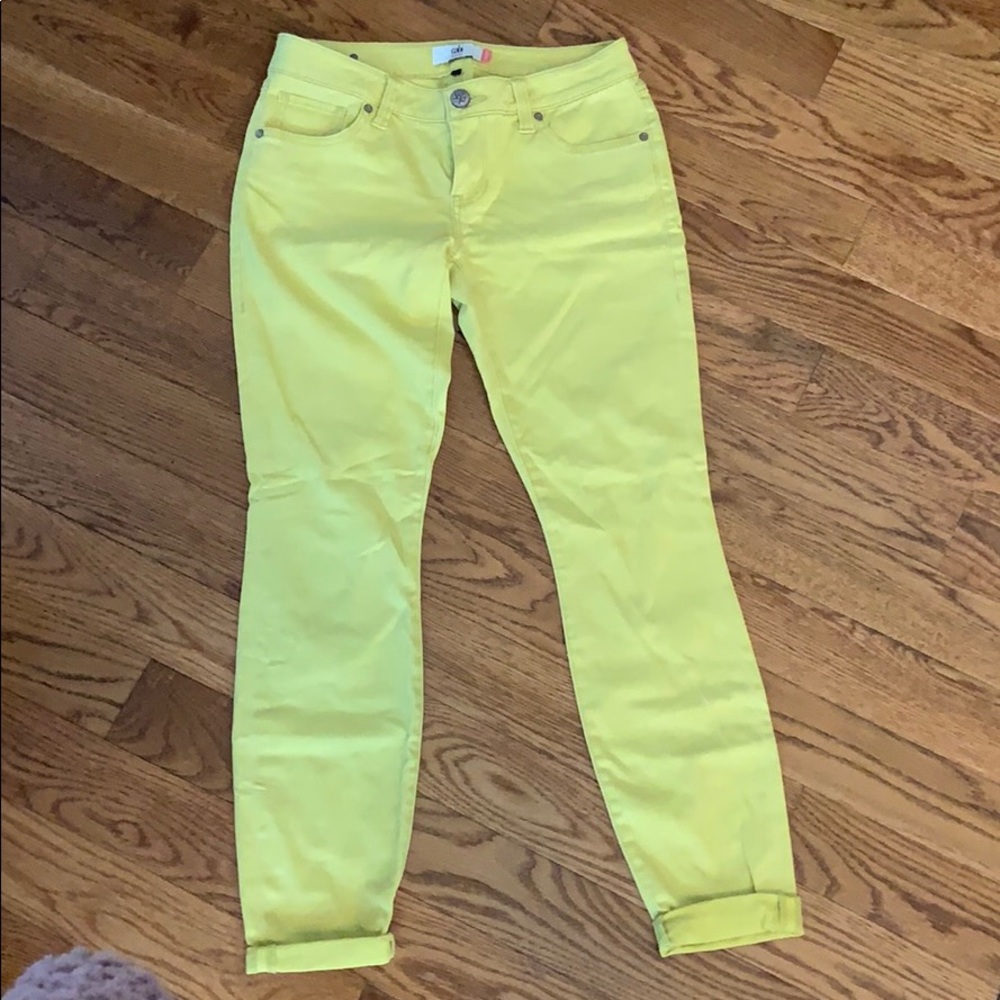 Cabi citron yellow skinny jeans